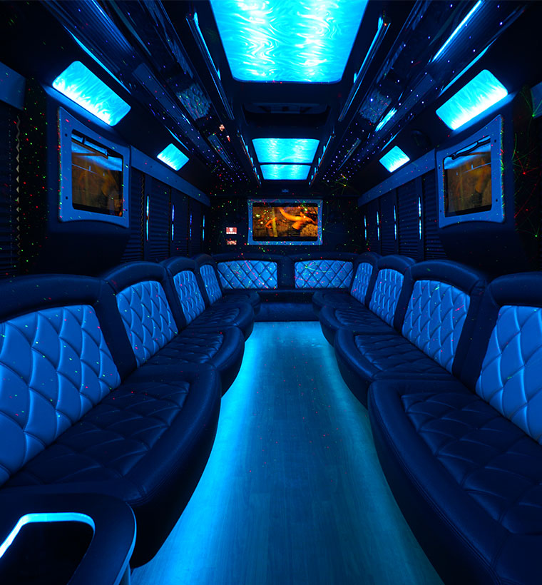 30 passenger party bus interior